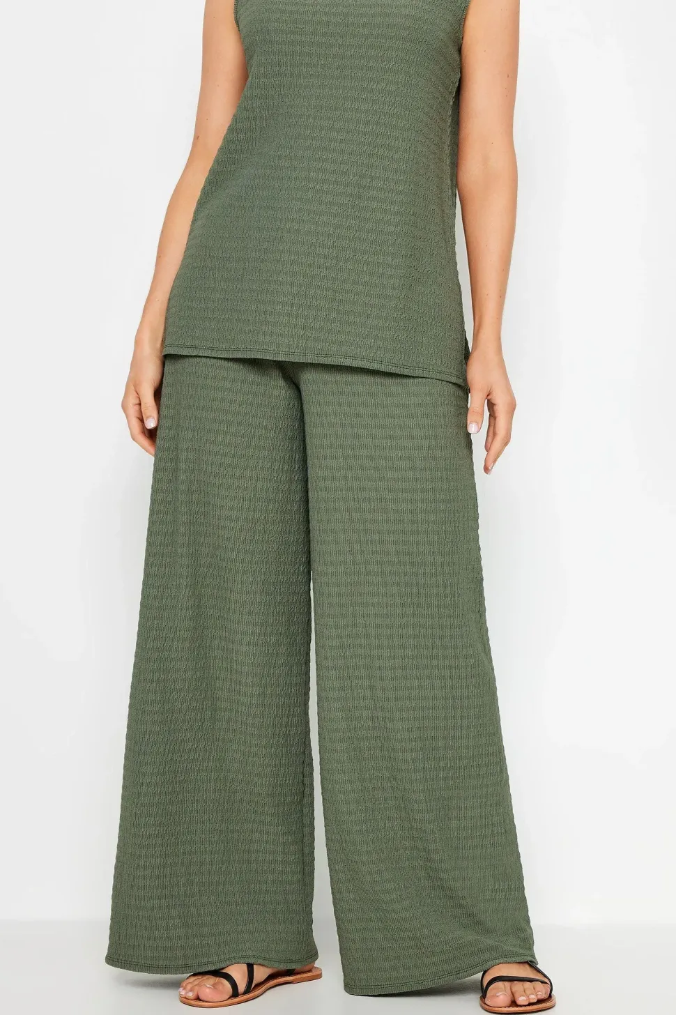 Tall Wide Leg Textured Trousers