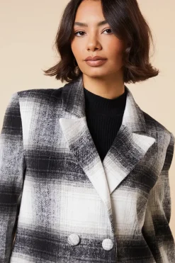 Tall Wool Check Double Breasted Maxi Coat