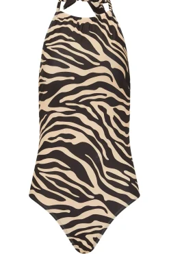 Tall Zebra Print Halterneck Swimsuit