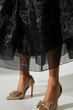 Tamara Glitter Bow Sling Back Stiletto Court Shoes