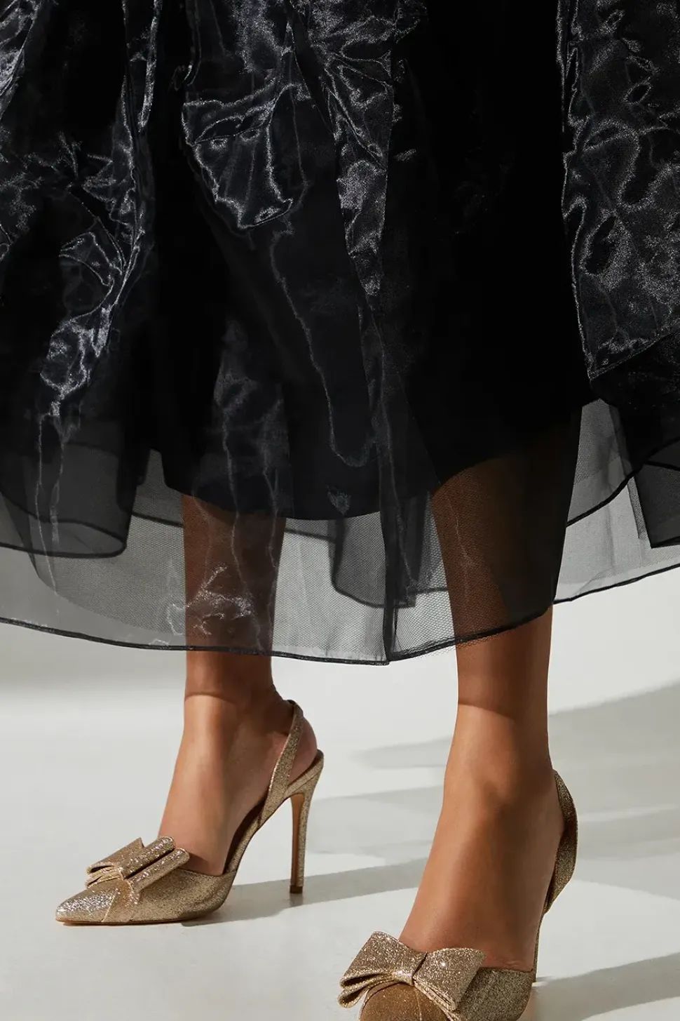 Tamara Glitter Bow Sling Back Stiletto Court Shoes