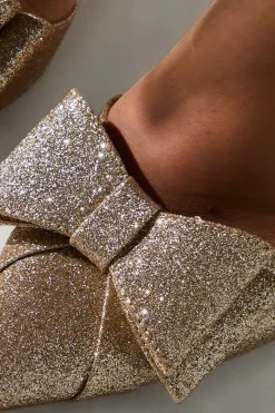Tamara Glitter Bow Sling Back Stiletto Court Shoes