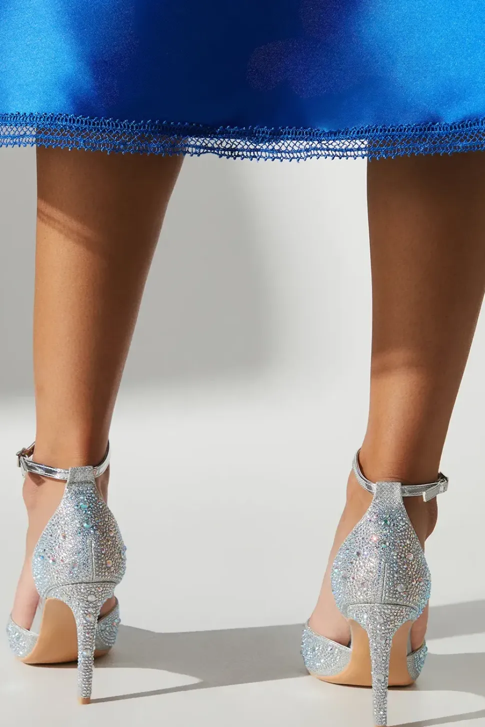 Tanisha Diamante Sweetheart Ankle Strap Court Shoe