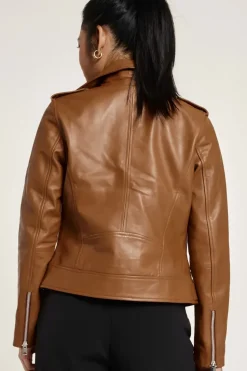 Tan Real Leather Biker
