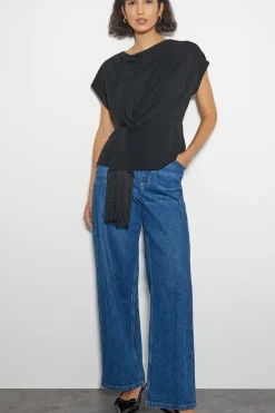 Tanya Twist Tassel Jersey Top Black