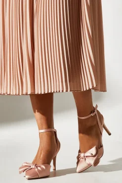 Tasha Satin Ruffled Bow Pointed Stiletto Court Shoes