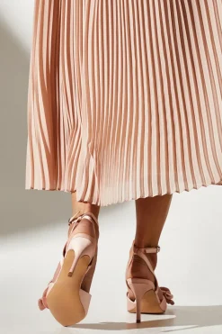 Tasha Satin Ruffled Bow Pointed Stiletto Court Shoes