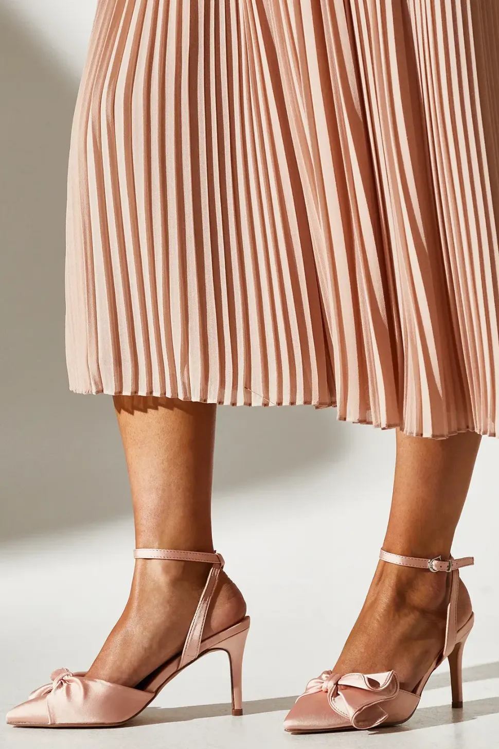 Tasha Satin Ruffled Bow Pointed Stiletto Court Shoes