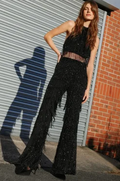 Tassel Beaded Relaxed Fit Trousers