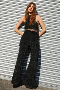 Tassel Beaded Relaxed Fit Trousers