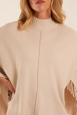 Tassel High Neck Poncho