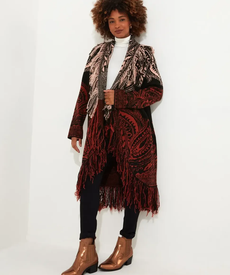 Tasselled Longline Oversized Ombre Coatigan