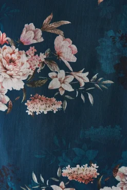 Teal Blossom Print Sleeve Detail Shift Dress