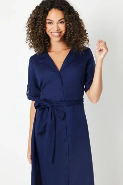 Tencel Waisted Midi Shirt Dress