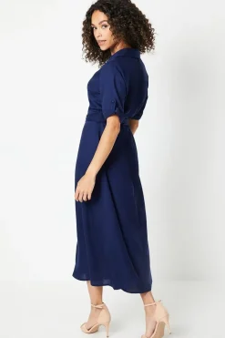 Tencel Waisted Midi Shirt Dress