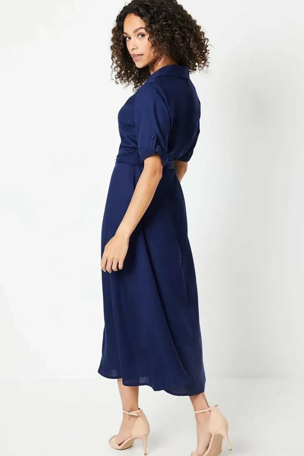 Tencel Waisted Midi Shirt Dress