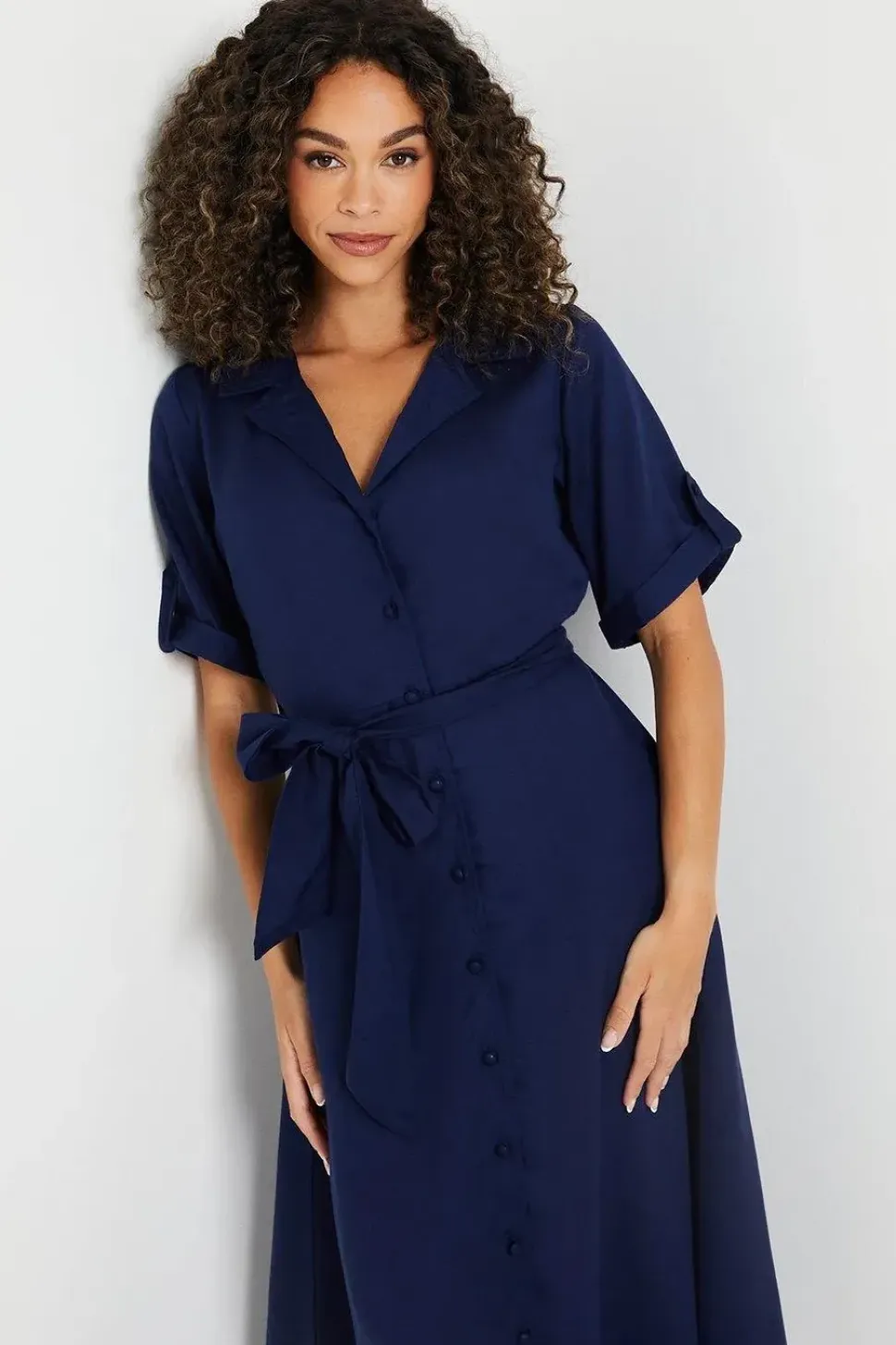 Tencel Waisted Midi Shirt Dress