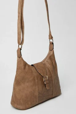 Terry Faux Leather Buckle Detail Top Zip Casual Tote Bags