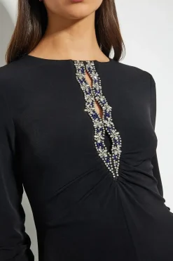 Tess Embellished Trim Jersey Dress Black