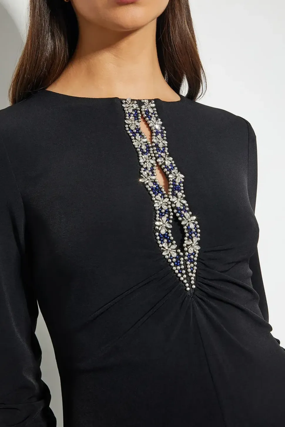 Tess Embellished Trim Jersey Dress Black