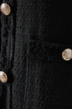 Textured Button Through Collarless Jacket