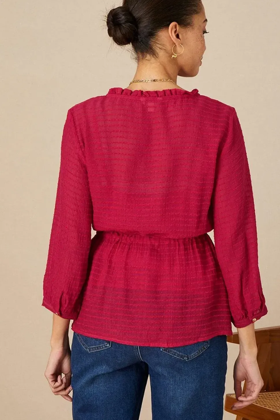 Textured Button Through Top