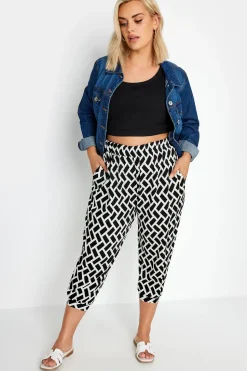 Textured Cropped Harem Trousers