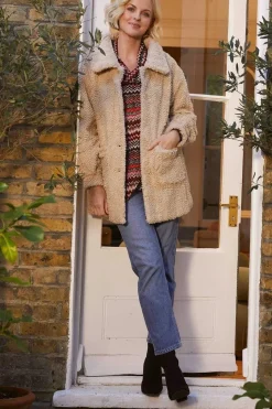 Textured Faux Fur Teddy Coat