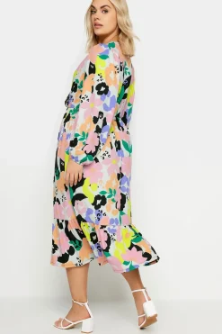 Textured Floral Print Wrap Dress
