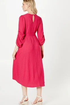 Textured Jersey Belted Midi Dress