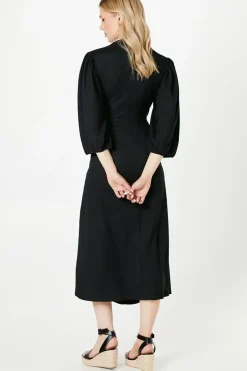 Textured Jersey Ruched Detail Midi Dress