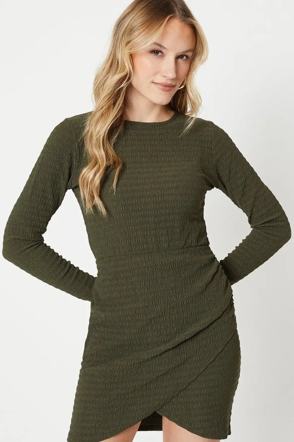 Textured Jersey Wrap Mini Dress