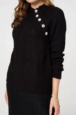Textured Knit Button Detail Jumper