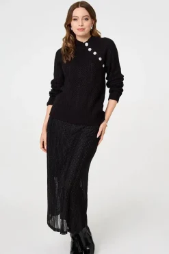 Textured Knit Button Detail Jumper