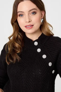 Textured Knit Button Detail Jumper