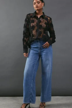 Textured Lace Sheer Shirt