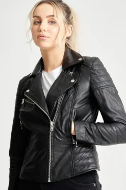 Textured Leather Biker Jacket