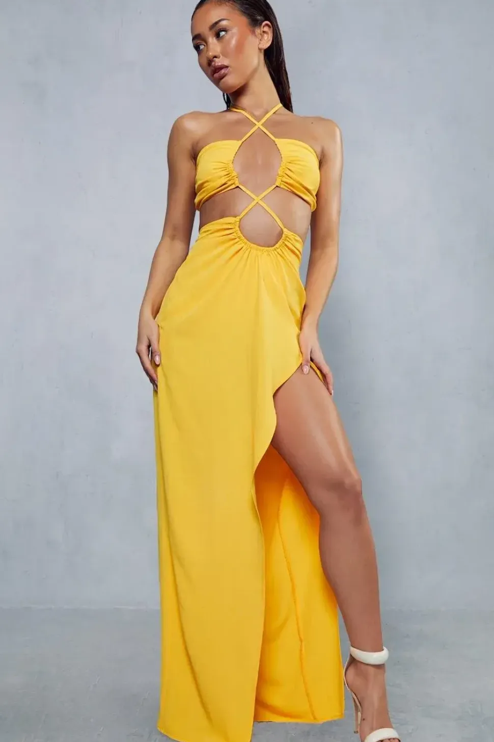 Textured Linen Strappy Maxi Dress