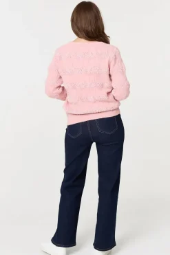 Textured Long Sleeve Knit Jumper