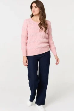Textured Long Sleeve Knit Jumper