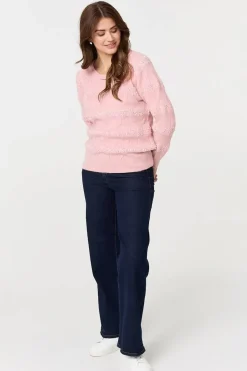 Textured Long Sleeve Knit Jumper