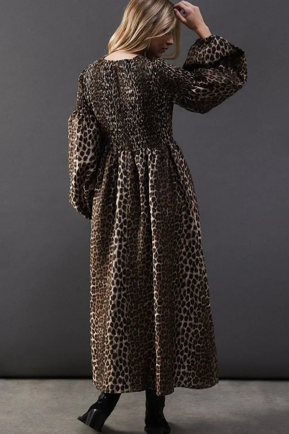 Textured Organza Shirred Midaxi Dress