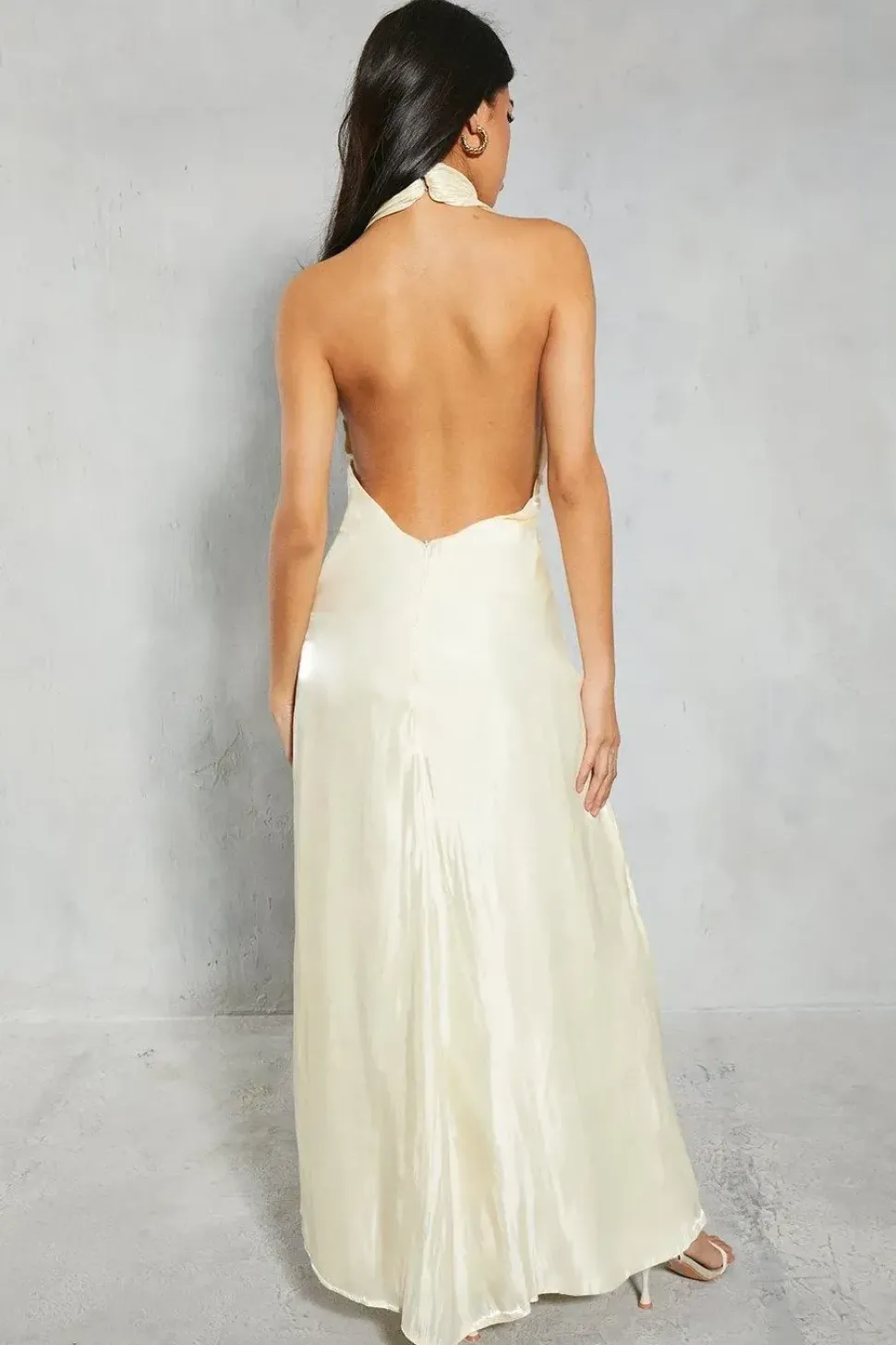 Textured Plisse Twist Detail Low Back Maxi Dress