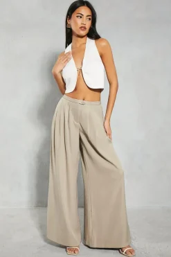 Textured Satin Gold Trim Sleeveless Top