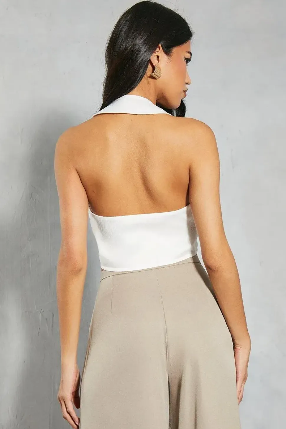 Textured Satin Gold Trim Sleeveless Top