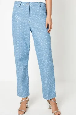 Textured Sequin Denim Jeans