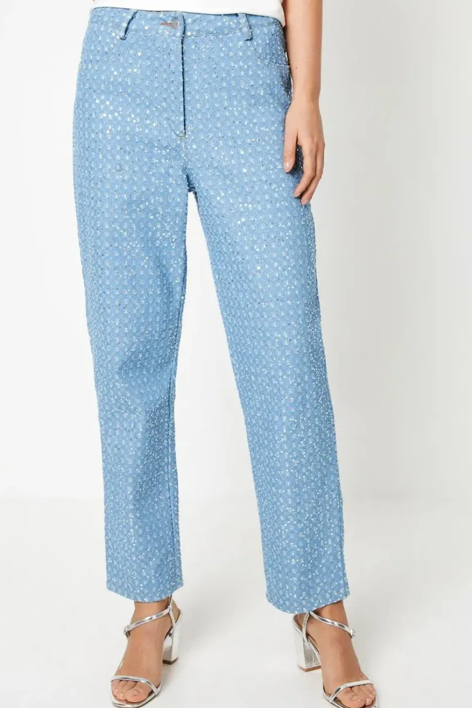 Textured Sequin Denim Jeans