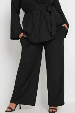 Textured Stretch Wide Leg Trousers