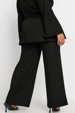 Textured Stretch Wide Leg Trousers