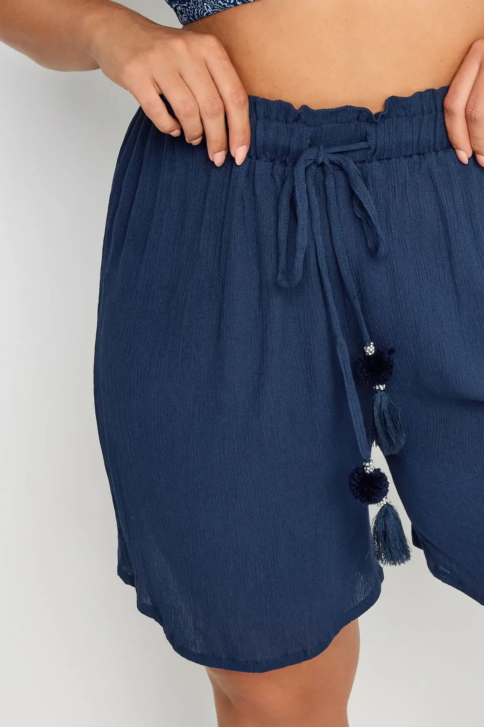 Textured Tassel Detail Beach Short